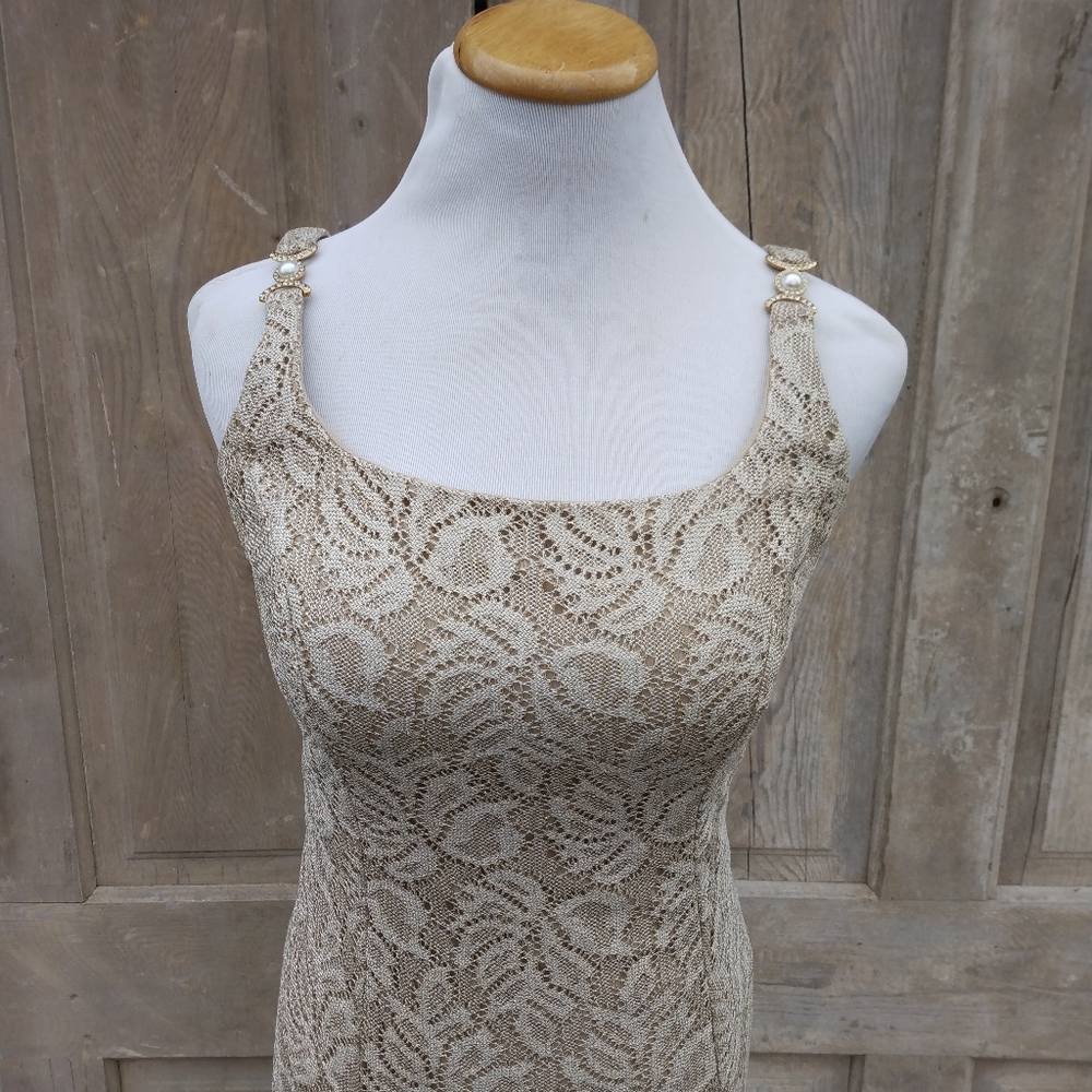 Vintage Gold Lace Dress